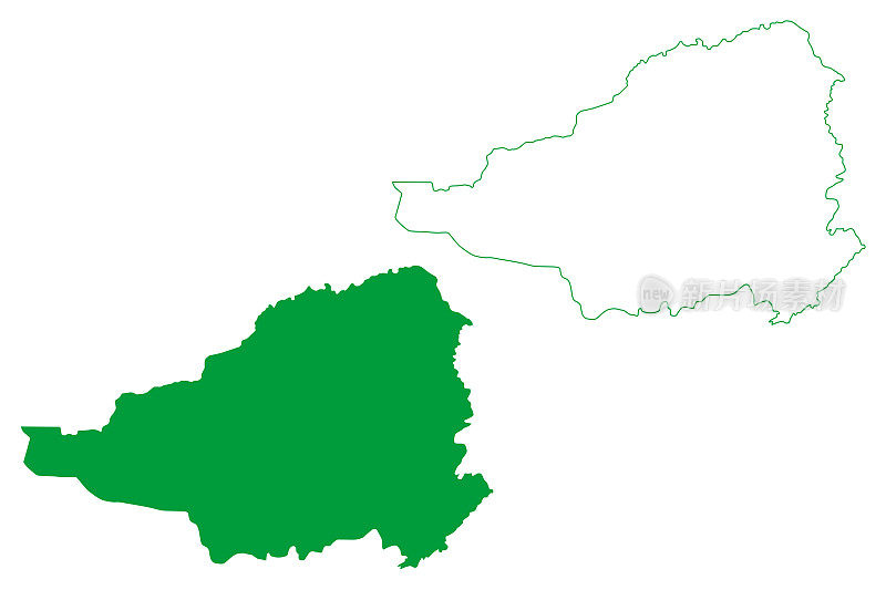 阿乌阿巴市(Ceará state, municipality of Brazil, federal Republic of Brazil)地图矢量插图，涂鸦阿乌阿巴地图